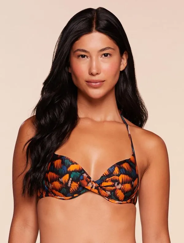 Top Meia Taça Estampado Diamantina LARANJA M