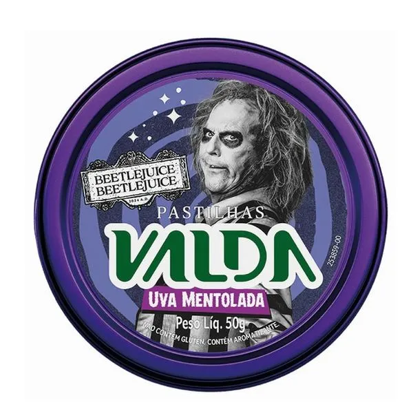 Pastilhas Valda Beetlejuice Sabor Uva Mentolada 50g