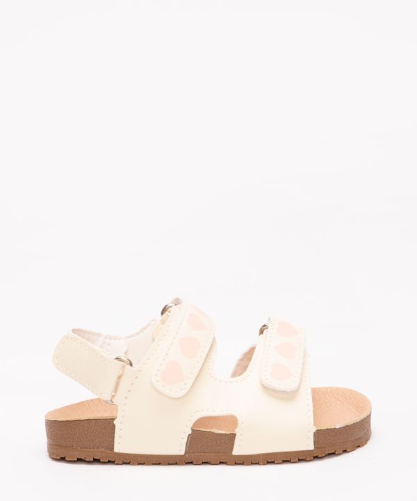 sandália infantil birken corações off white 26
