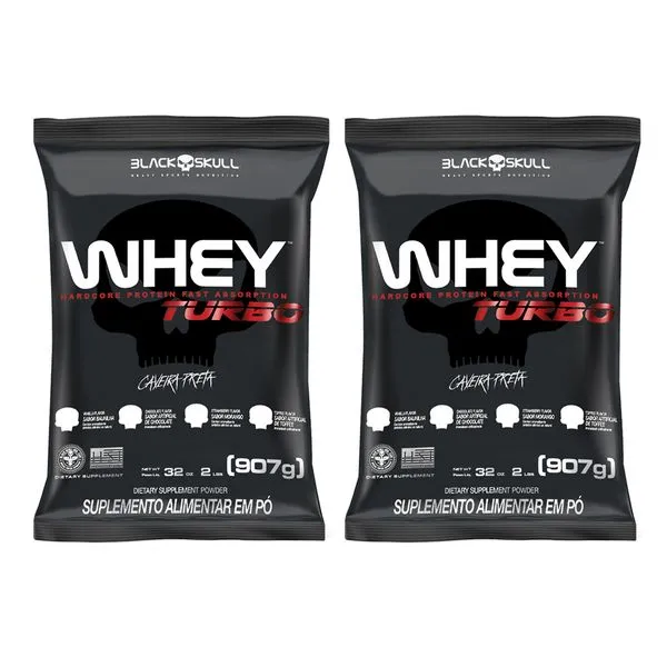 Kit com 2 Whey Protein 907g - Whey Turbo Kit 2x Whey Turbo (Chocolate + Morango)