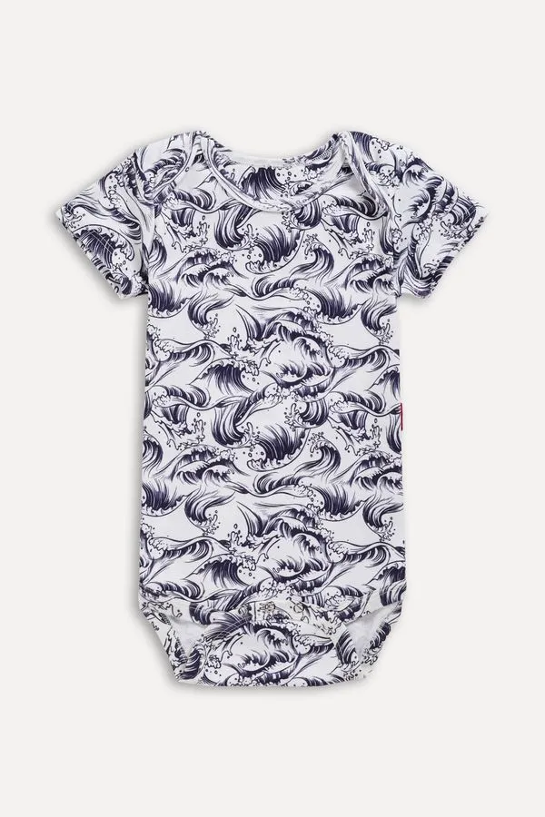 Macaquinho Body Bb Fullprint Ondas Off White - G
