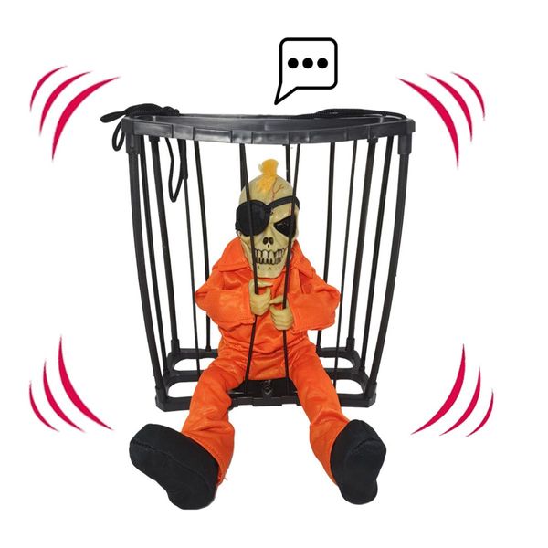 Enfeite Halloween Caveira Prisioneiro Laranja Max S2 Toys para Decoração Assustadora de Festa