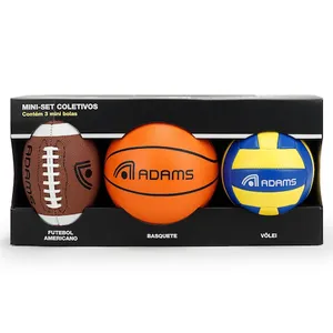 Kit Mini Bolas Esportivas Adams com 3 Unidades – Basquete, Futebol Americano e Vôlei