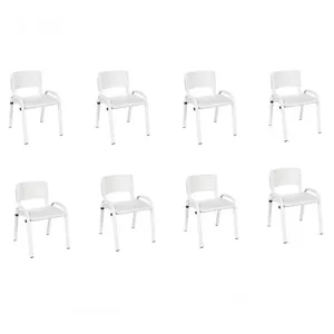 Kit 8 Cadeiras Infantil Iso, Escola, Base Branco-branco