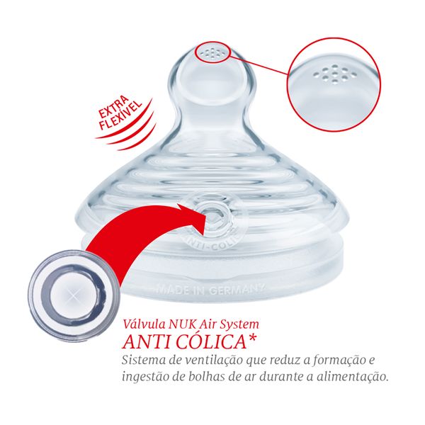 Bico para Mamadeira NUK Essence +6 meses Líquidos Engrossados Silicone Tamanho 2 1 Unidade