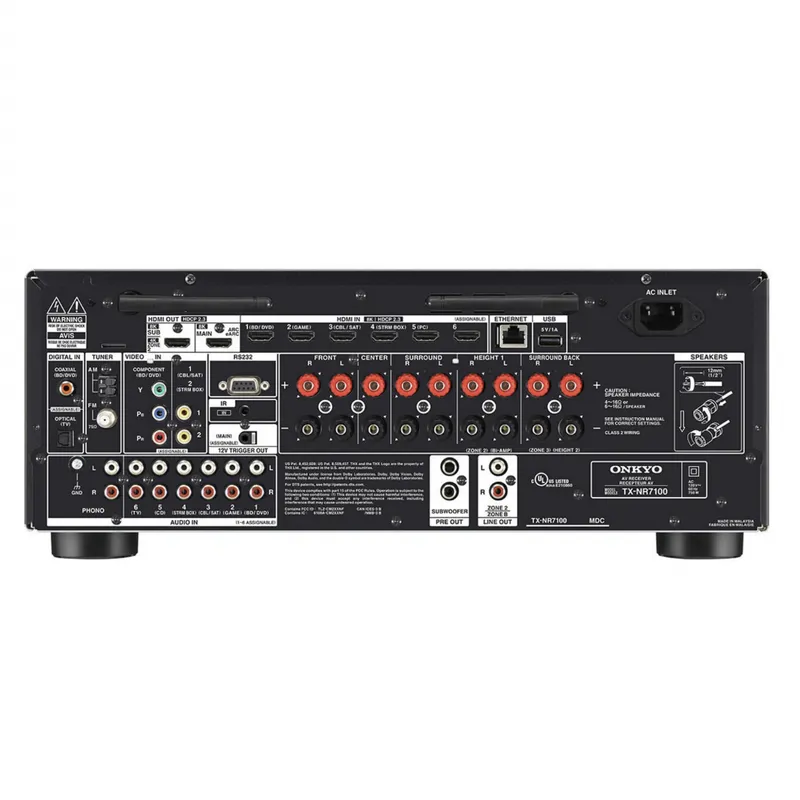 Onkyo TX-NR7100 Receiver 9.2CH Dolby Atmos THX HDMI 2.1 COM 8K e DIRAC Live -120v