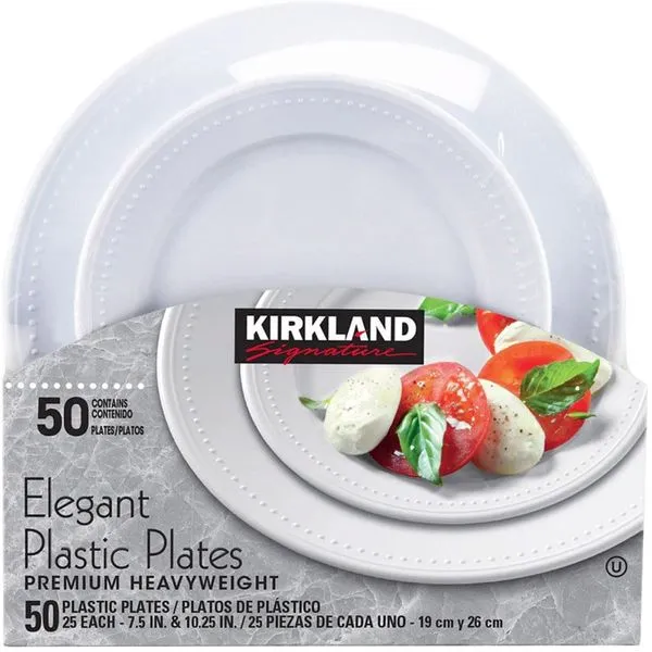 Kit de 50 Pratos Kirkland de Plástico C-BI