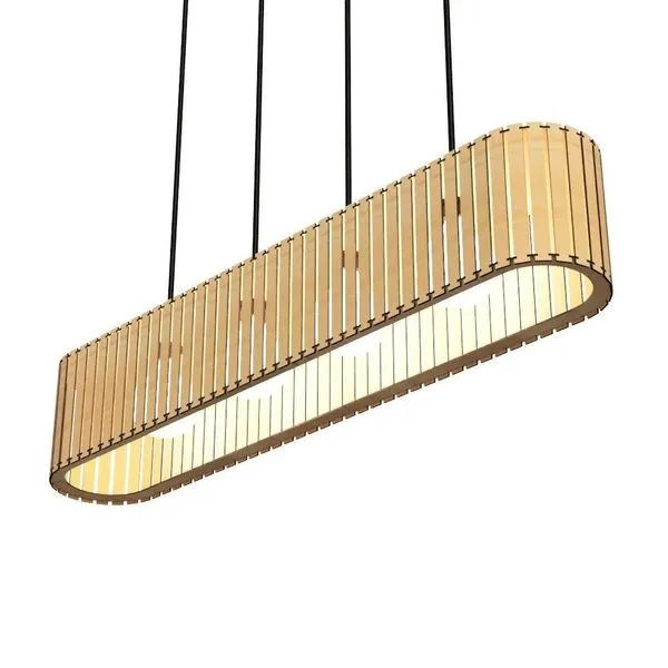 Luminária Centauro Modelo Ripado - MDF Cru_5mts De Cabo