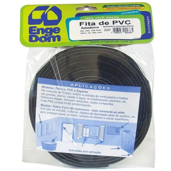 Fita de Vedação e Proteção Em PVC 2cm x 4mm x 5m - 2765 - ENGEDOM