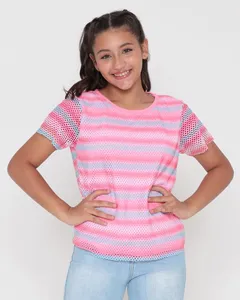 Blusa Juvenil Tela Manga Curta Rosa 12