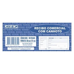 Bloco Recibo Comercial com Canhoto 100 Folhas - São Domingos