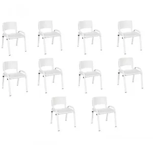 Kit 10 Cadeiras Infantil Iso, Escola, Base Branco-branco