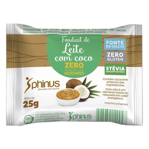 Doce De Leite Com Coco Phinus Zero Açúcar 25g