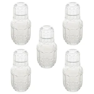 5 Garrafas Moringa de Vidro 500ml com Copo Tampa 145ml Lyor Faces para Bares Restaurantes
