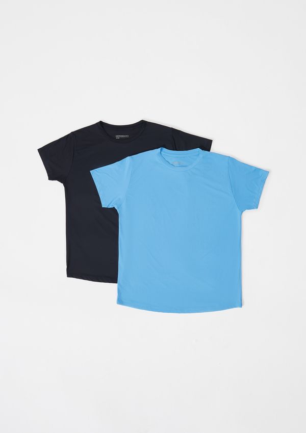 Kit Com 2 Camisetas Esportivas Feminina Raglan Easy Care - Preto e azul claro G