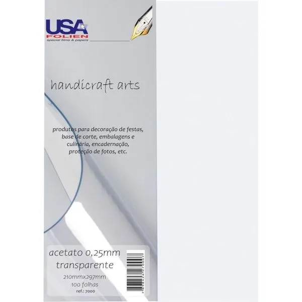 Capa para Encadernação Usa Folien A4 Acetato Cristal 0,25mm Transparente com Coloração Azulada Capa para Encadernação Usa Folien A4 Acetato Cristal 0,25mm Transparente