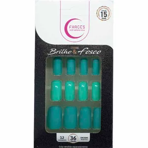 Unhas Postiças Fhaces Brilho e Fosco Azul Piscina UNHAS POST FHACES BR