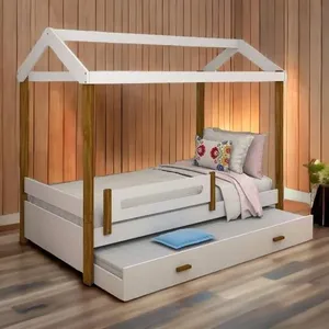 Cama Casa Elisa Branco/mel Solteiro C/ Auxiliar E 02 Colchões