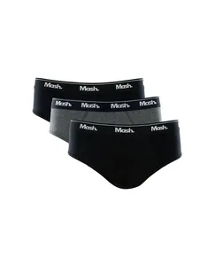 Kit 3 Cuecas Slip Algodão Plus Size Cinza Mescla Escuro XXGG