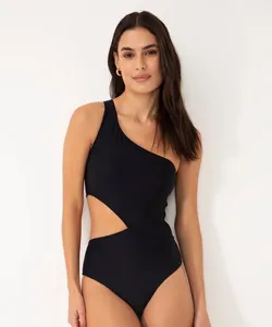 maiô ombro único cut out com bojo proteção uv preto G