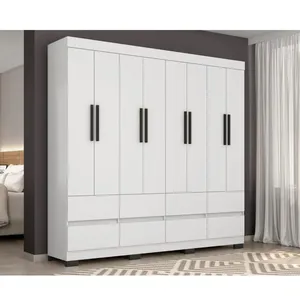 Guarda-Roupa Casal 8 Portas 8 Gavetas Araplac Esmeralda | Branco