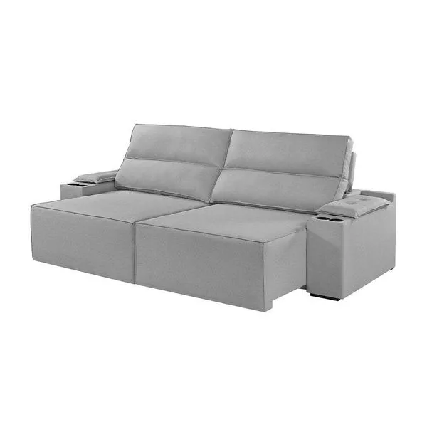 Sofá 5 Lugares Retrátil E Reclinável M-180 Martins Veludo Cinza