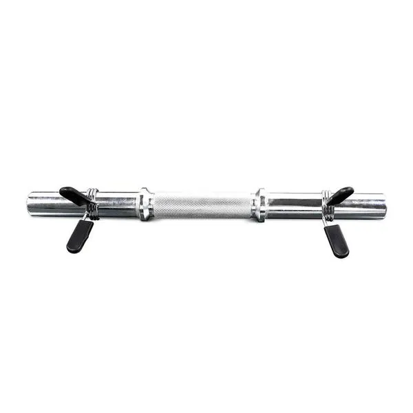 Barra Reta 40cm Cromada com Presilha para Musculação e Treinos Funcionais Preto Kikos Barra Reta 40cm Cromada com Presilha para Fortalecimento Muscular Preto Kikos