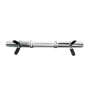 Barra Reta 40cm Cromada com Presilha para Musculação e Treinos Funcionais Preto Kikos Barra Reta 40cm Cromada com Presilha para Fortalecimento Muscular Preto Kikos
