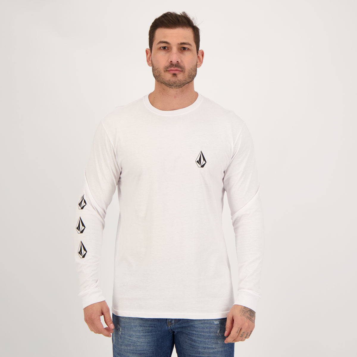Camiseta Volcom Manga Longa Iconic Branca
