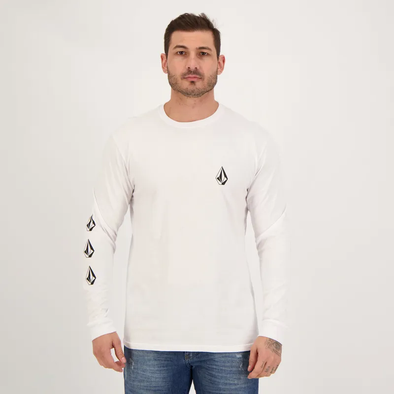 Camiseta Volcom Manga Longa Iconic Branca