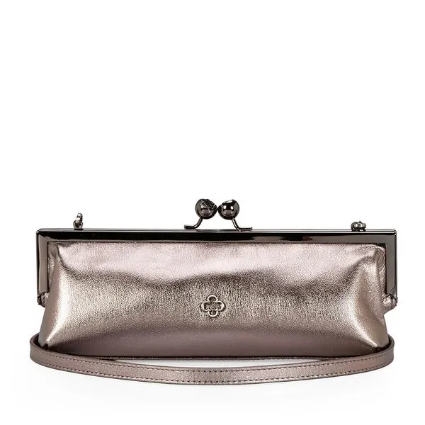 Bolsa Clutch Couro Cinza Pewter