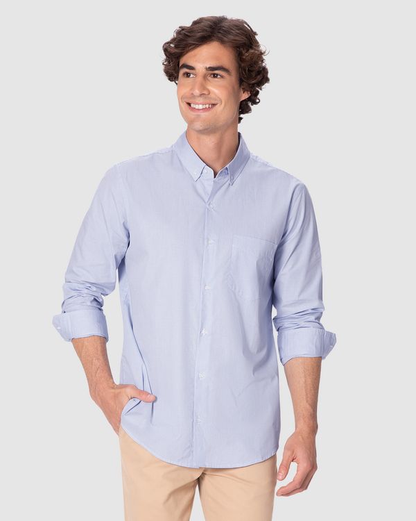 Camisa Masculina Slim Manga Longa Detalhe Bolso Funcional Em Tecido Algodão Branco - G