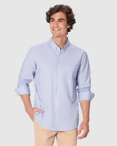 Camisa Masculina Slim Manga Longa Detalhe Bolso Funcional Em Tecido Algodão Branco - G