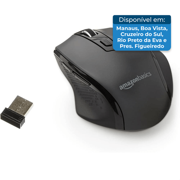Mouse Ergonômico Sem Fio Amazon Basics Preto A-BI