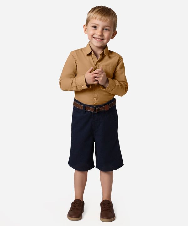 bermuda infantil de sarja com cinto azul 5