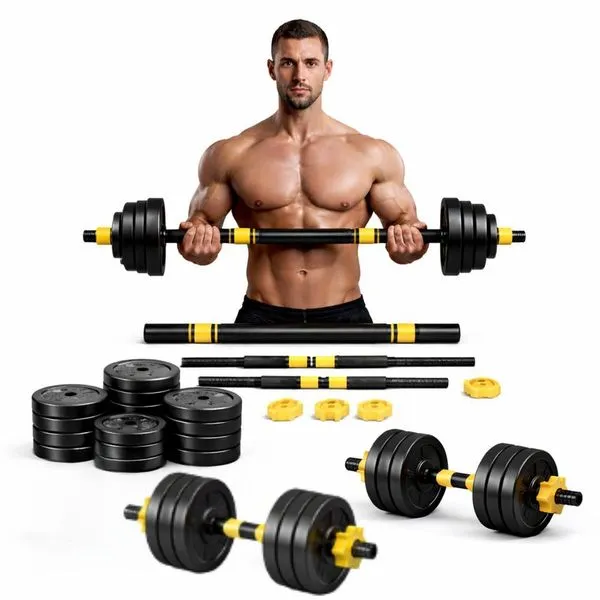 Kit Halteres De Anilhas E Barras Fitness 20kg