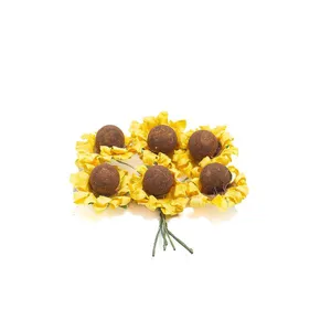 Buquê Botão Flor Girassol Mini com 6 Unidades Amarelo