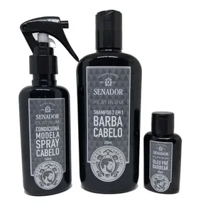 Kit Senador Platinum Spray Cabelo + Shampoo 2 em 1 + Oleo Barba Hidratante
