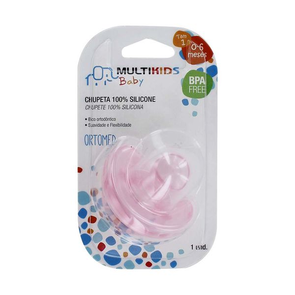 Chupeta 100 % Silicone Rosa - BB037