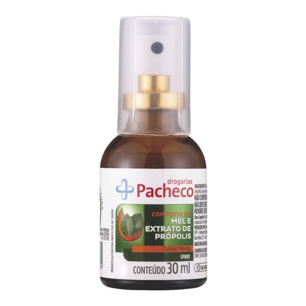 Spray Mel e Própolis Drogarias Pacheco Sabor Menta 30ml