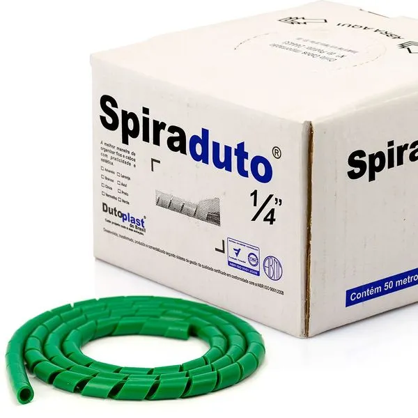 Organizador de Fios e Cabos Espiral 1/4 Verde 3 metros