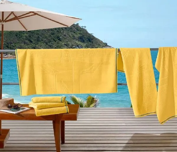 Toalha de Banho Praia Jacq. 70x140cm Cristo Amarelo Bouton