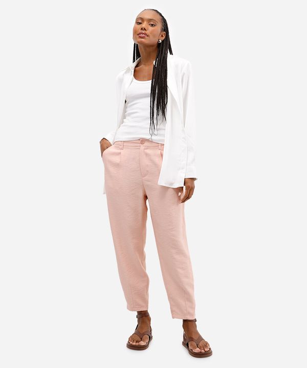 calça feminina pregas rosa 34