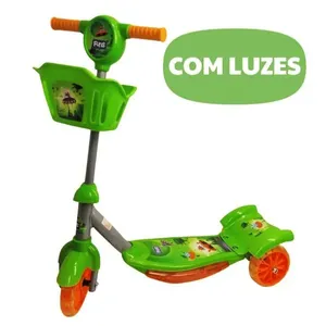 Patinete Infantil 3 Rodas 2 em 1 com Luz LED Cesto Música e Guidão Regulável Patinete Infantil 3 Rodas 2 em 1 Luz LED Cesto e Música Regulável