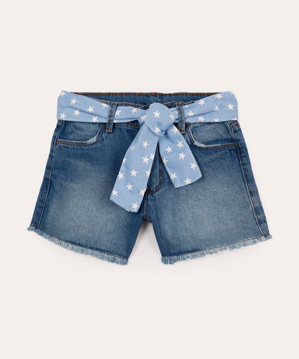 short mom infantil jeans com cinto faixa azul 8