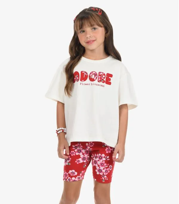 Conjunto Blusa Com Ciclista Meia Malha Rovi Kids Bege 6