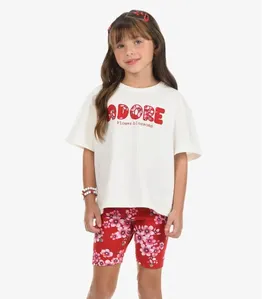 Conjunto Blusa Com Ciclista Meia Malha Rovi Kids Bege 6
