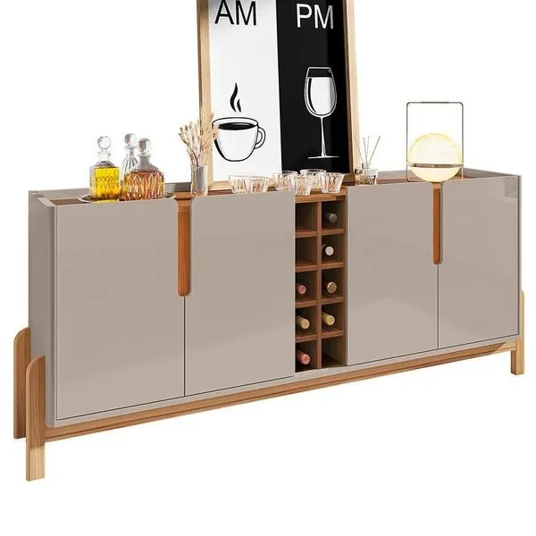 Buffet Aparador Lizz 190cm 4 Portas Com Adega Off White-cedro - Casa D Off White-cedro