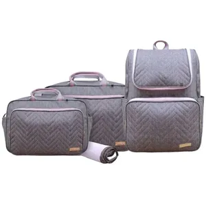 Kit Bolsas Maternidade Mave Baby 1091/1092/1093 Cinza e Rosa
