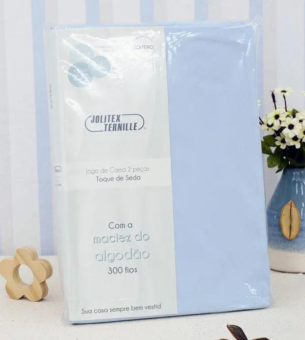 Jogo de Cama Solteiro Toque de Seda com 2 Peças Azul